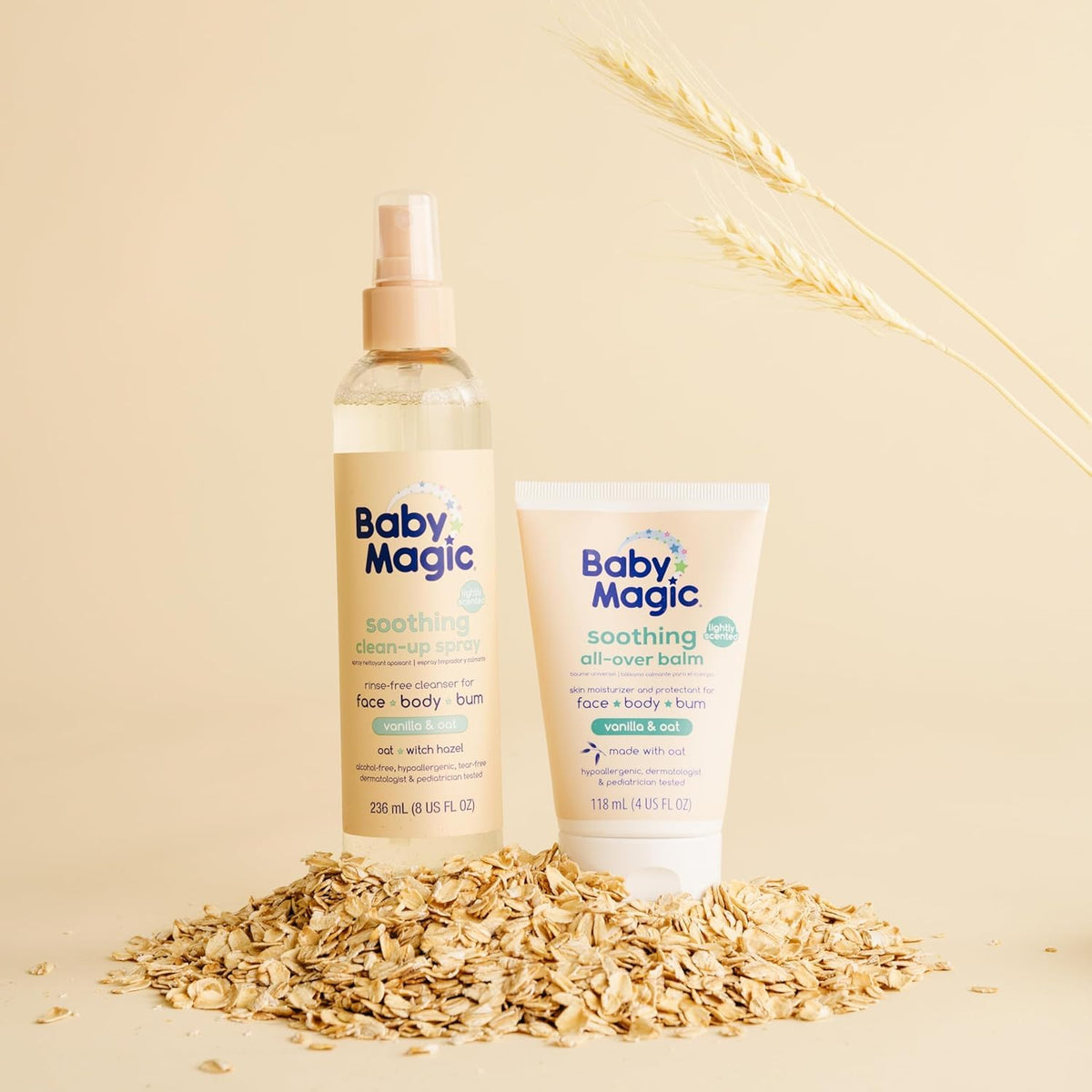 Baby Magic Soothing All-Over Balm, Vanilla & Oat, Skin Moisturizer for Face, Body & Bum, Hypoallergenic, Dermatologist & Pediatrician Tested, 4 Fl Oz