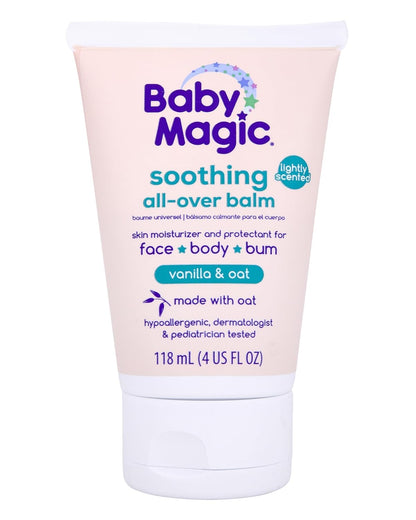 Baby Magic Soothing All-Over Balm, Vanilla & Oat, Skin Moisturizer for Face, Body & Bum, Hypoallergenic, Dermatologist & Pediatrician Tested, 4 Fl Oz