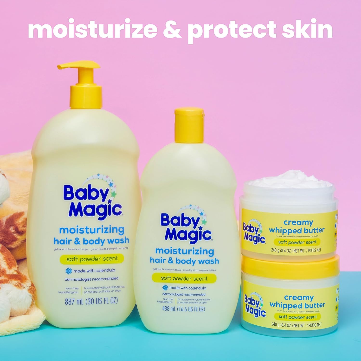 Baby Magic Creamy Whipped Butter, Soft Powder Scent, Helps Keep Skin Feeling Healthy and Baby Soft, Hypoallergenic, 8.4 fl oz.